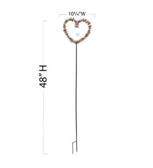Resin Rock Heart Decorative Garden Stake With Metal Post