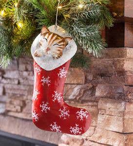 Kitten in a Stocking Metal Ornament