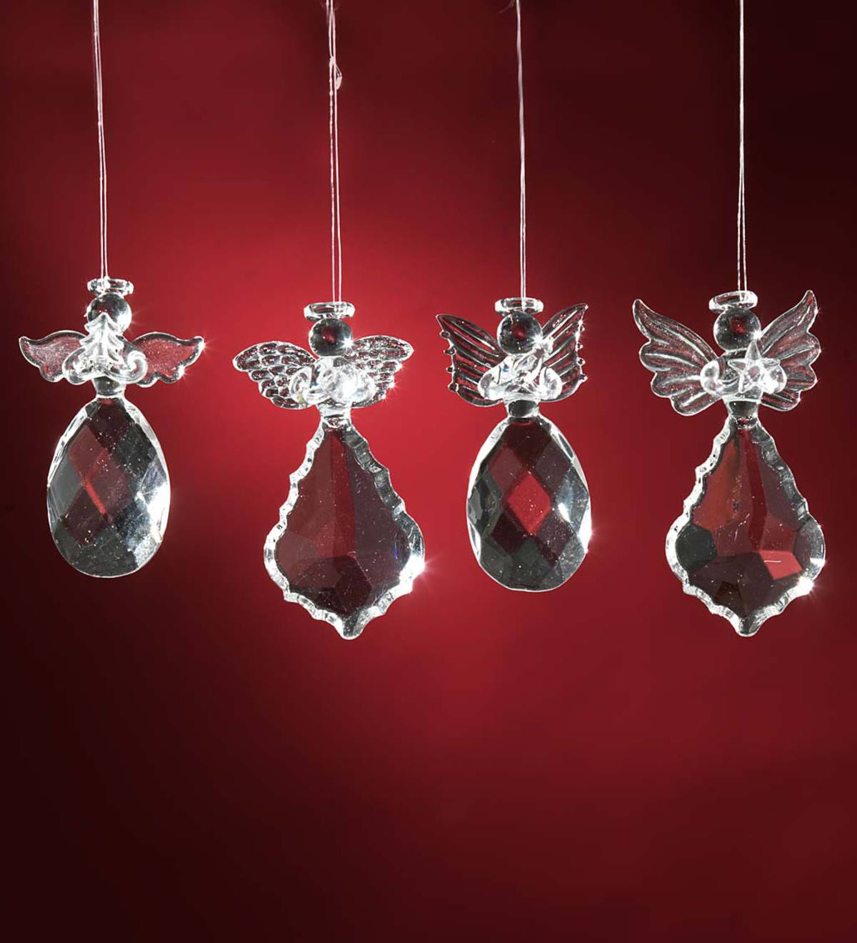 Glass Angel Ornaments, Set of 4
