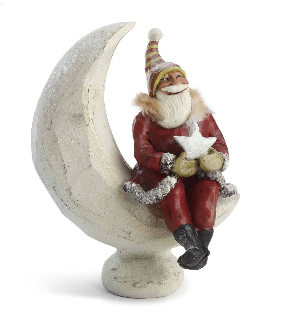 Santa on Crescent Moon Figurine