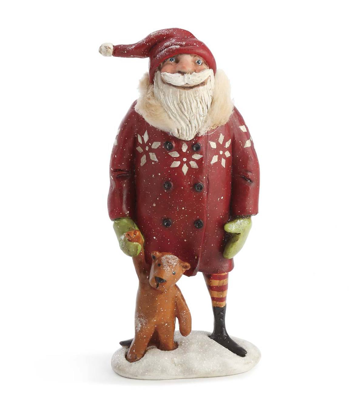 Santa with Teddy Bear Figurine