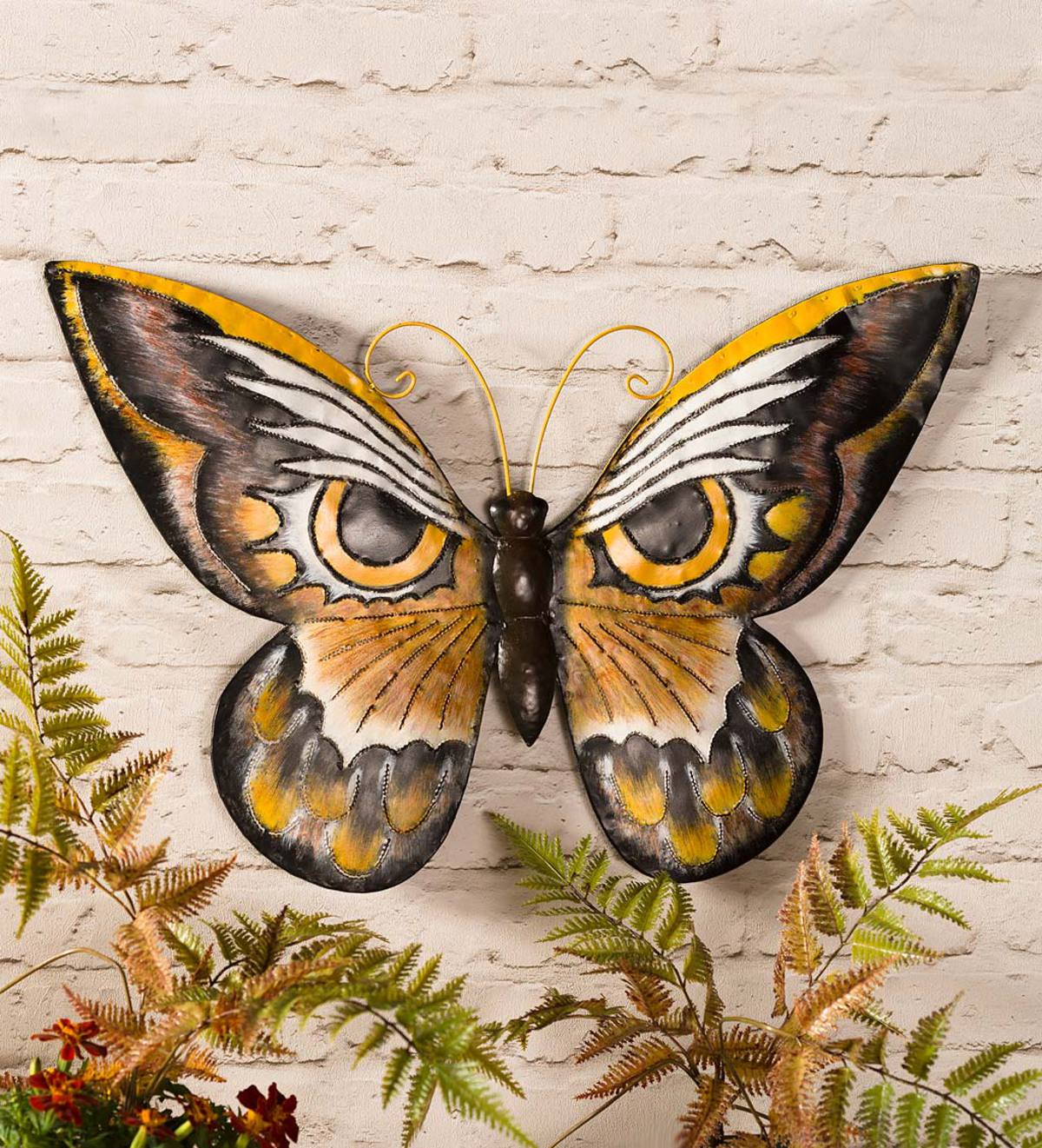 Owl Butterfly Metal Wall Art