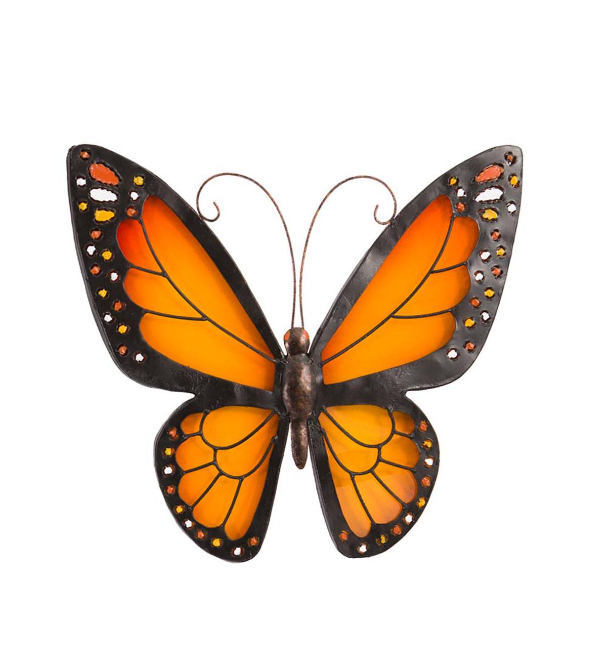 Metal and Plexiglass Butterfly Wall Art - Orange