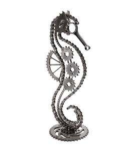Bicycle Chain and Gears Seahorse Sculpture
