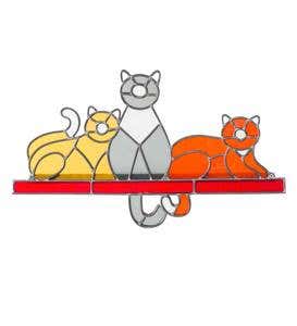 Colorful Stained Glass Cats Shelf Sitter