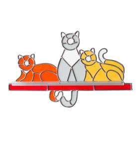 Colorful Stained Glass Cats Shelf Sitter