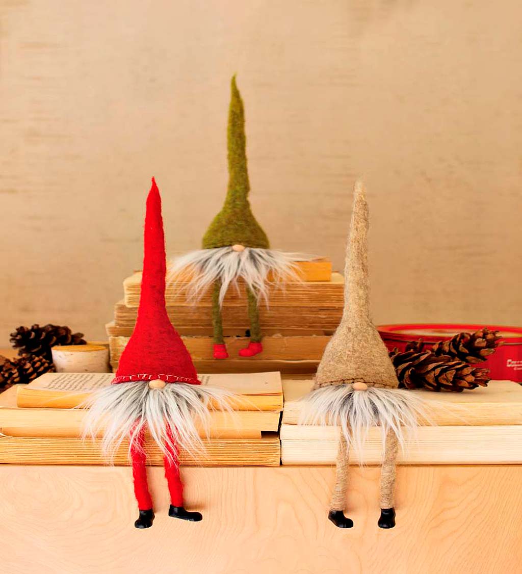 Holiday Gnome Felt Shelf Sitters, Set of 3
