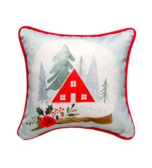 Snow Globe Holiday Throw Pillow