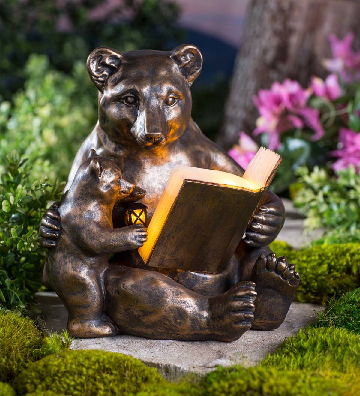 Mama and Baby Reading Bears Sculpture