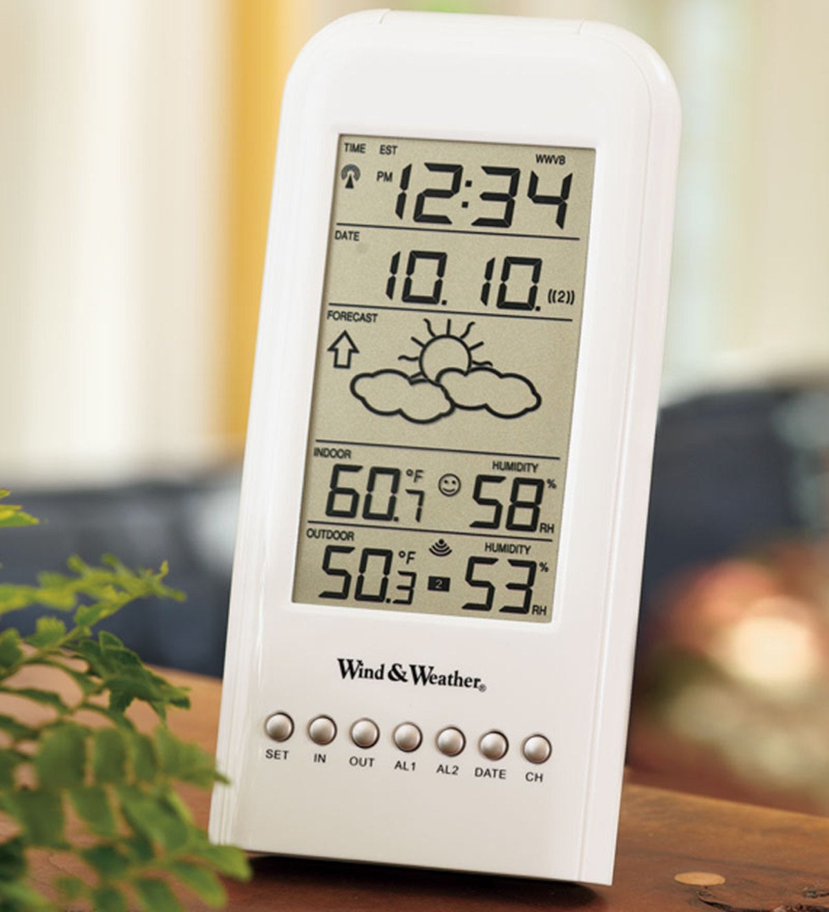 Indoor/Outdoor Black & White LCD Weather Station with Remote Sensor
