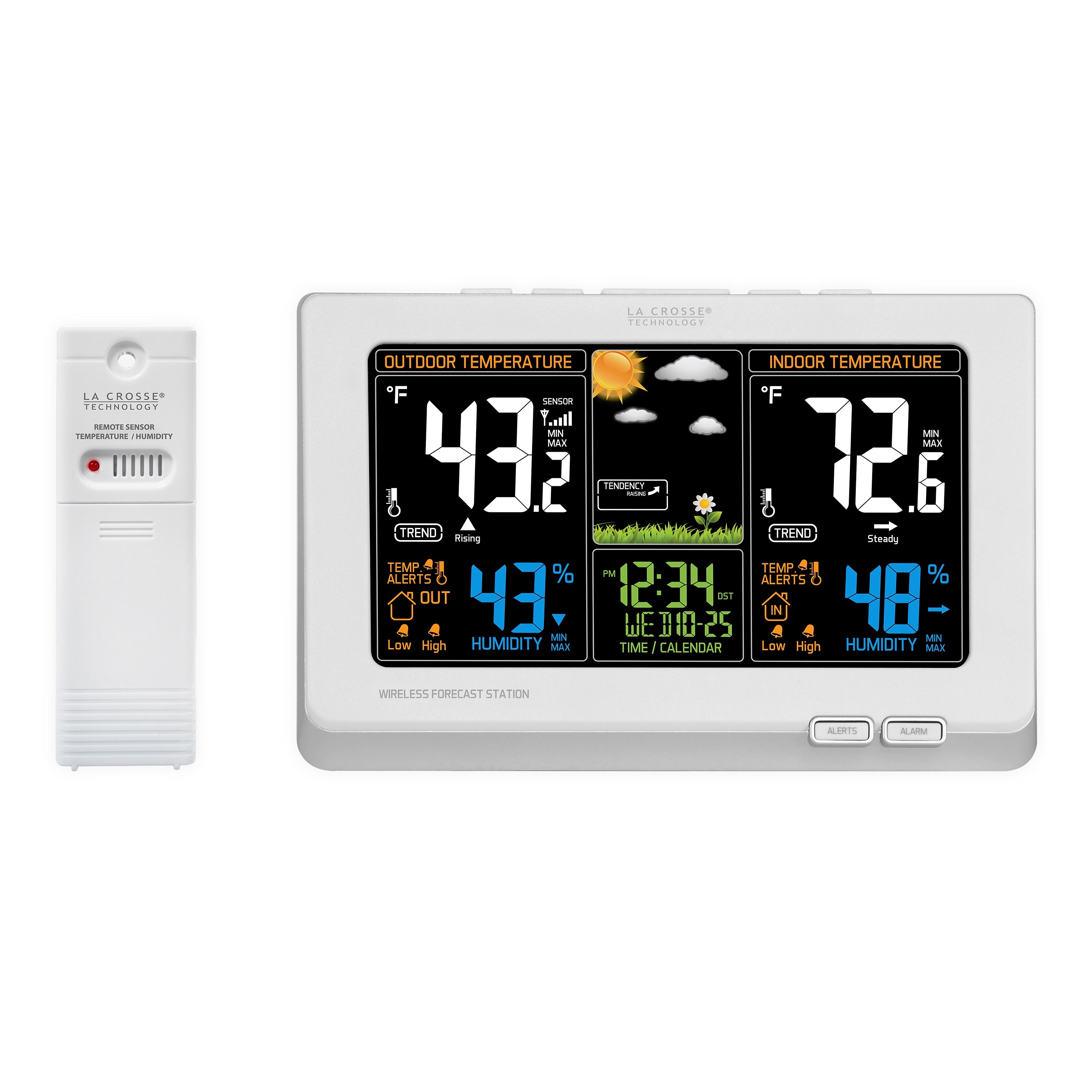 La Crosse Color-Display Weather Station with Wireless Outdoor Remote Sensore - White