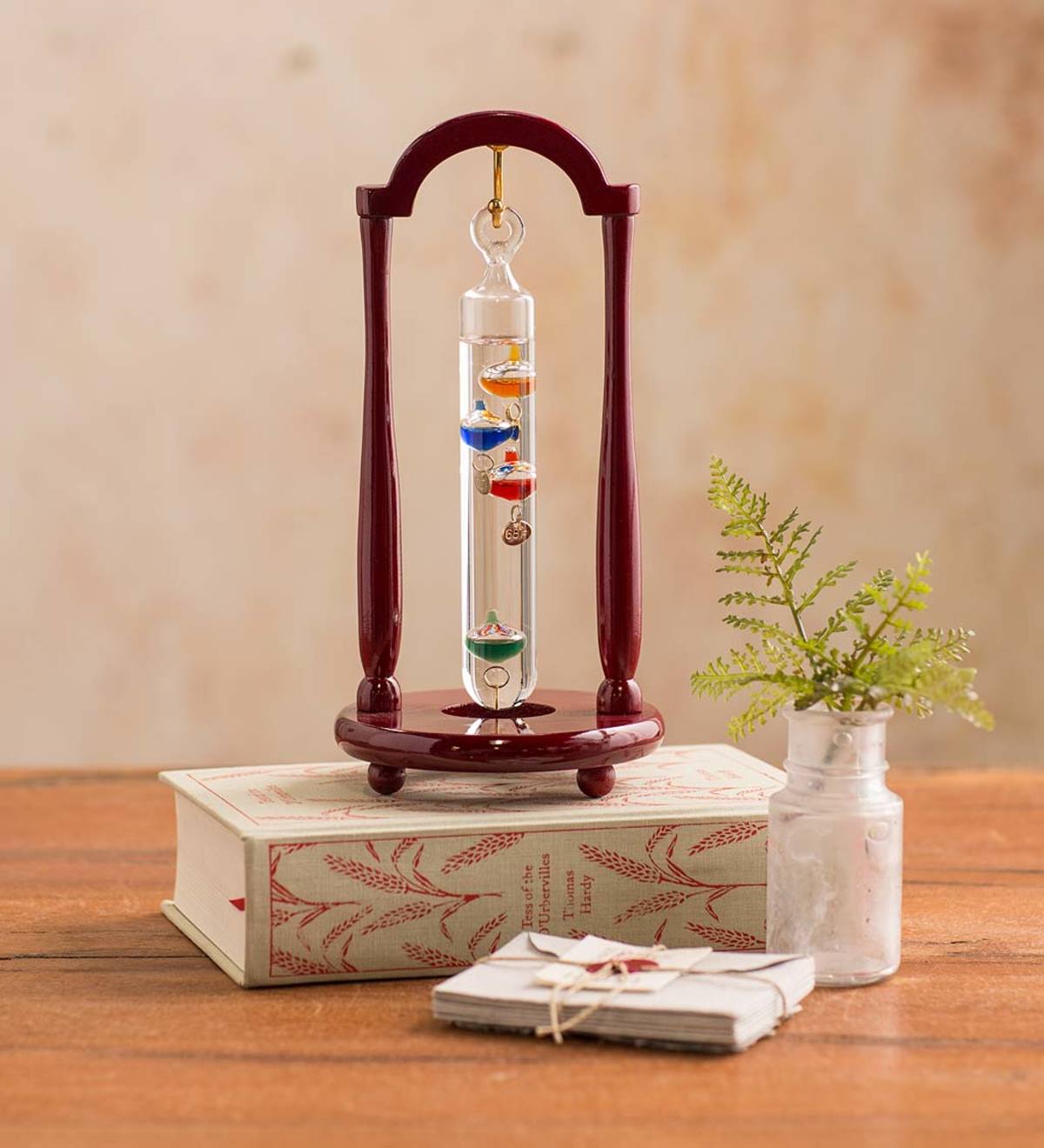 Hanging Galileo Thermometer in Wood Frame