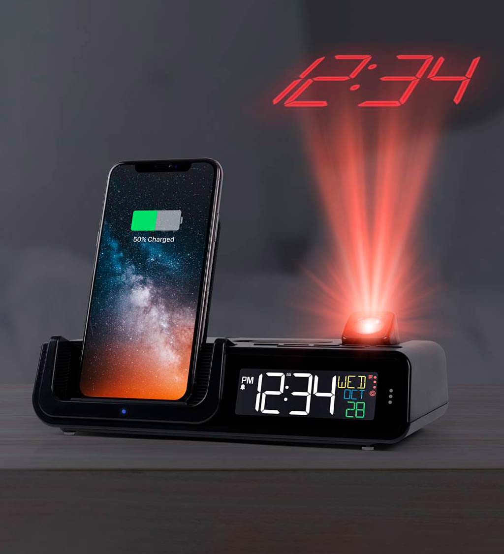 Projection Alarm Clock with Wireless Charging Port