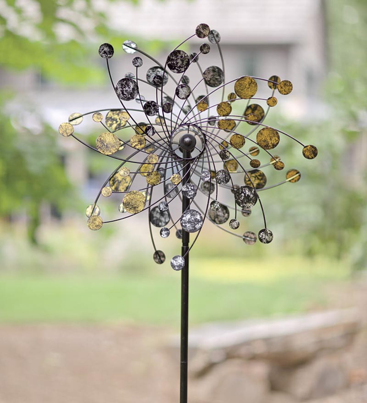 SALE! Gold And Silver Dots Metal Wind Spinner