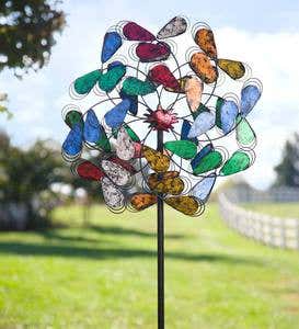 Oversized Colorful Leaves Metal Wind Spinner - Multi