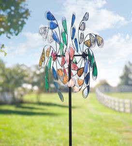 Oversized Colorful Leaves Metal Wind Spinner - Multi