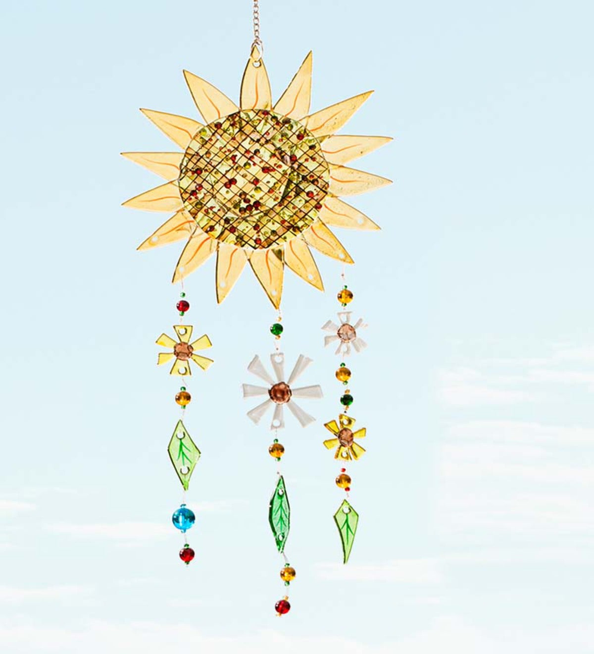 Handcrafted Fused Glass Wind Chime - Sunflower