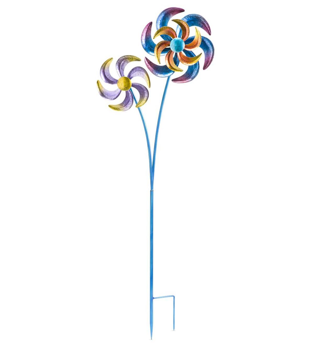 Colorful Metal Dual-Pinwheel Spinner - Blue