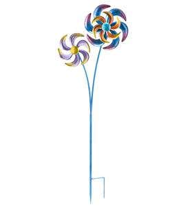 Colorful Metal Dual-Pinwheel Spinner - Free 2 Day Delivery - Blue
