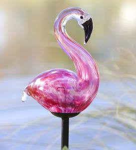 Solar Glass Flamingo Stake