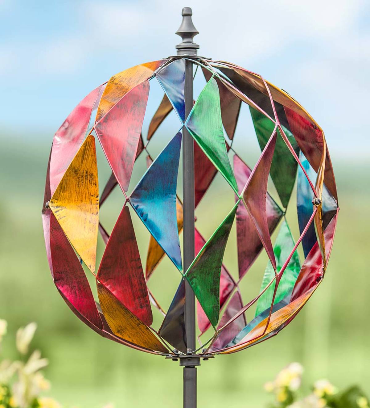 Harlequin-Style Colorful Metal Ball Wind Spinner