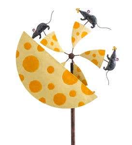 Handcrafted Mice and Cheese Metal Wind Spinner