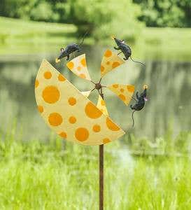 Handcrafted Mice and Cheese Metal Wind Spinner
