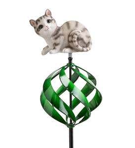 Cat-Topped Wind Spinner
