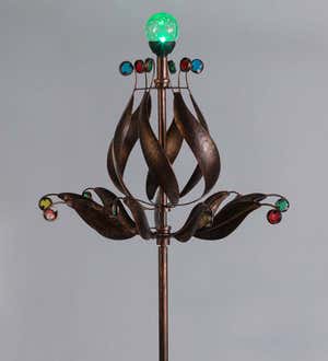 Copper-Colored Solar Swirl Wind Spinner with Color-Changing Orb