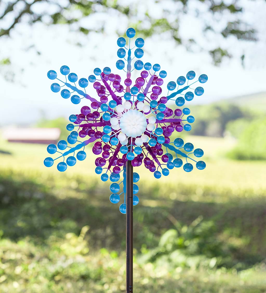 Colored Discs Metal Snowflake-Inspired Wind Spinner