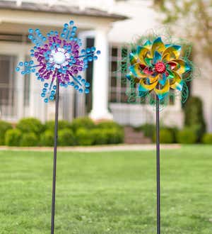 Colored Discs Metal Snowflake-Inspired Wind Spinner