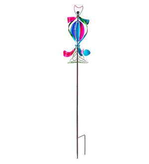 Blue, Pink and Green Abstract Metal Twirler Spinner