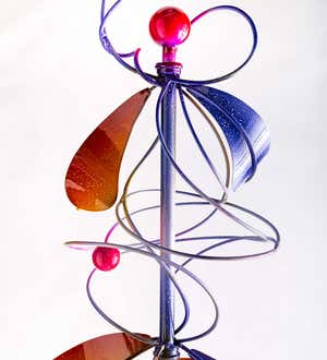 Purple and Orange Metal Spiral Twirler Wind Spinner