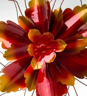 Metal Autumn Leaves Wind Spinner With Abstract Flower Form