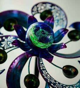 Metal Pinwheel Spinner with Glow-in-the-Dark Glass Ball