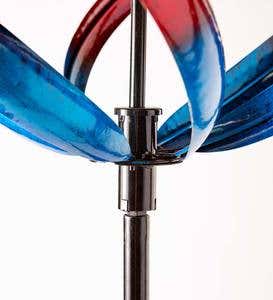 Two-Tier Red, Blue and Yellow Metal Spiral Spinner