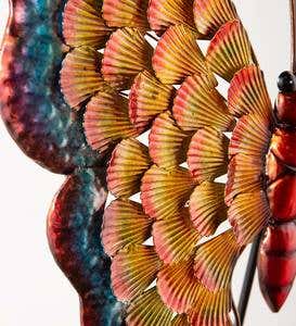 Colorful Metal Butterfly with Wire Antennae Decorative Garden Stake