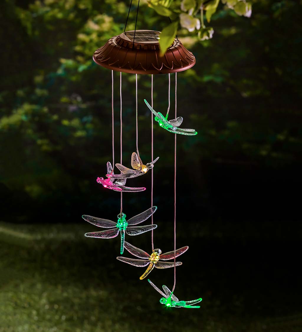 Color Changing Solar Mobile with Iridescent Dragonflies