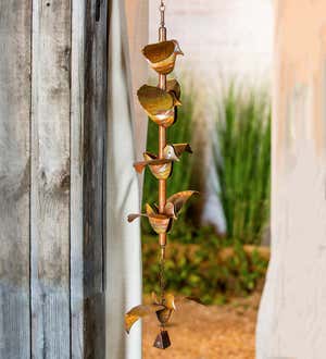 Copper Metal Doves Spinning Garden Bell
