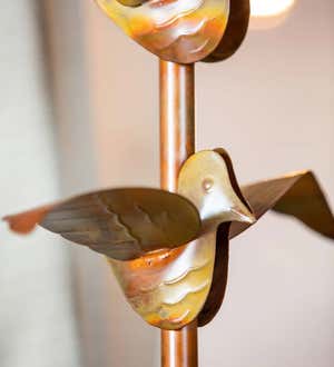 Copper Metal Doves Spinning Garden Bell