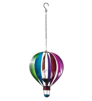 Solar Lighted Hanging Hot-Air Balloon Wind Spinner