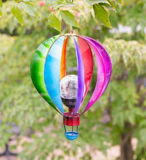 Solar Lighted Hanging Hot-Air Balloon Wind Spinner