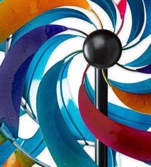 Colorful Waves Metal Wind Spinner With Glass Balls