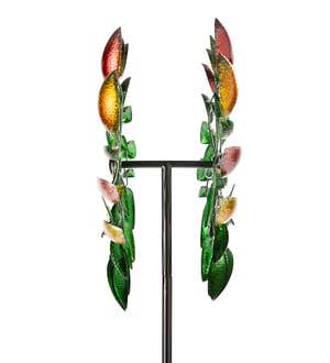 Hot Peppers Metal Wind Spinner with Butterflies and Acrylic Jewels