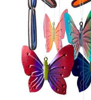 Colorful Indoor Mobile with Stained Glass Butterflies and Dragonflies and Metal Butterflies