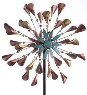 Golden, Patina and Bronze-Colored Metal Cone Wind Spinner