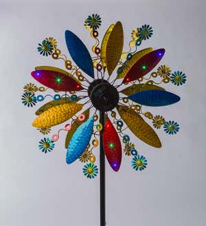 Red, Blue and Yellow Solar Daisy Wind Spinner