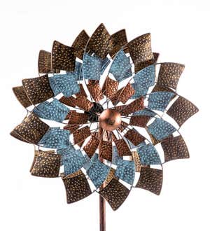 Copper, Blue & Gold Flower Wind Spinner