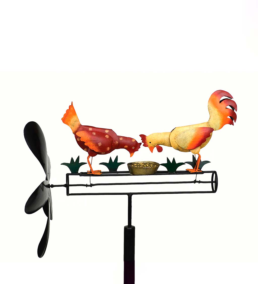 Pecking Rooster and Hen Whirligig Spinner