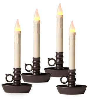 Set of 4 Cordless Battery Candles with Timer - Antique Gold